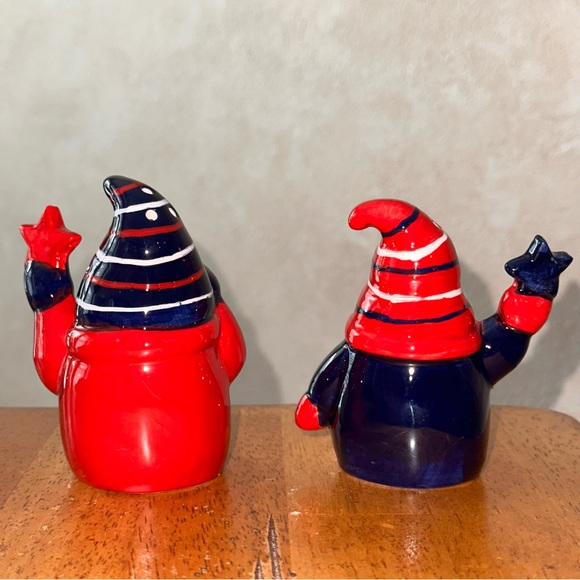 TAG Patriotic Gnomes Red White & Blue Ceramic Salt & Pepper Shakers BRAND NEW! - Picture 3 of 6